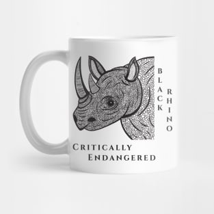 Black Rhino - Critically Endangered - animal design - on white Mug